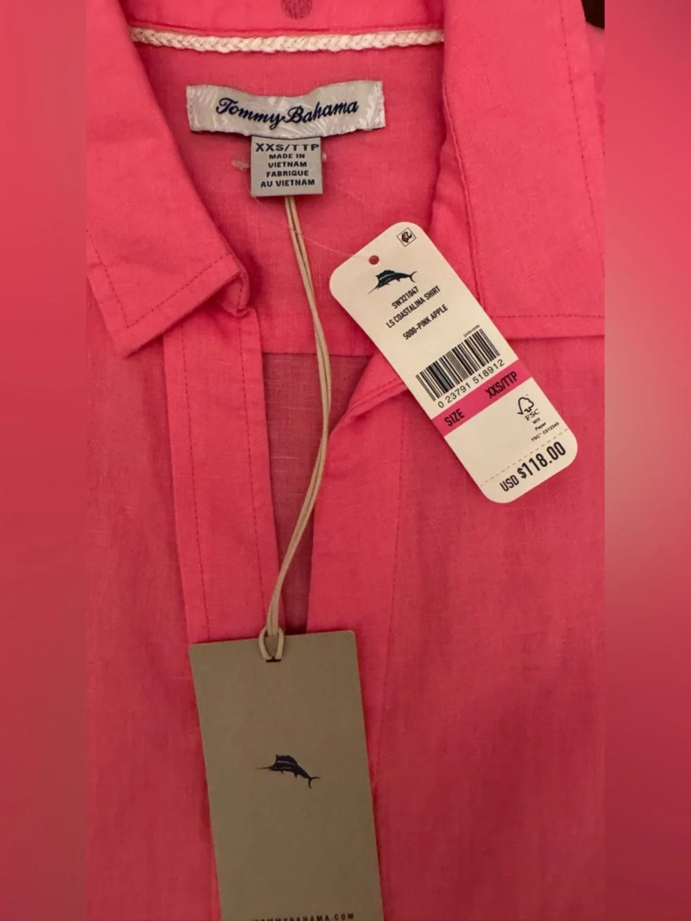 Tommy Bahama Pink Button-Front Linen Shirt - Picture 6 of 6